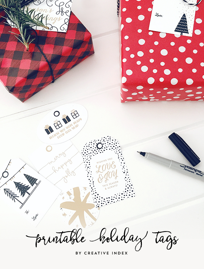 Free Printable Holiday Gift Tags by Creative Index